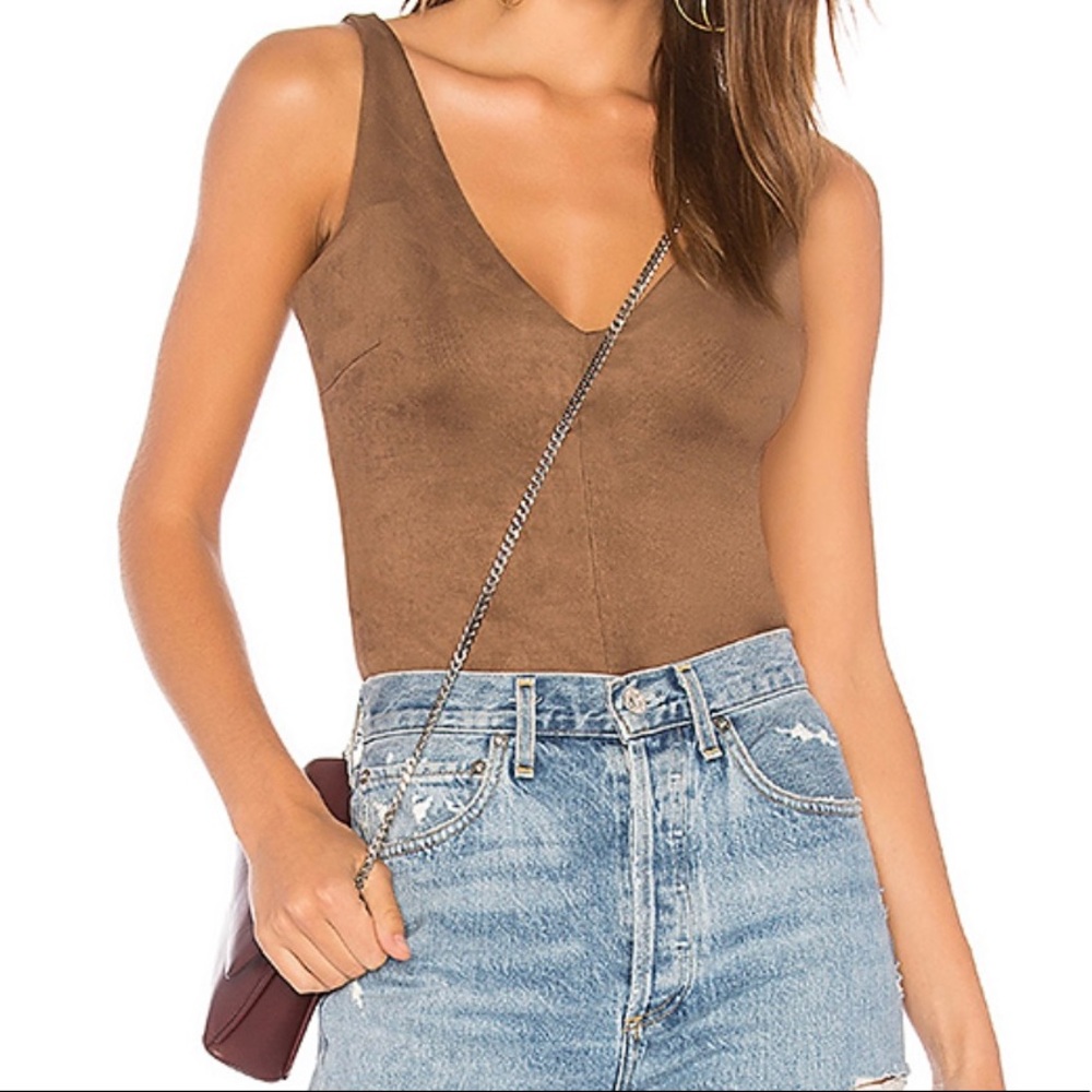 BCBG // “Mya” Faux Suede Bodysuit